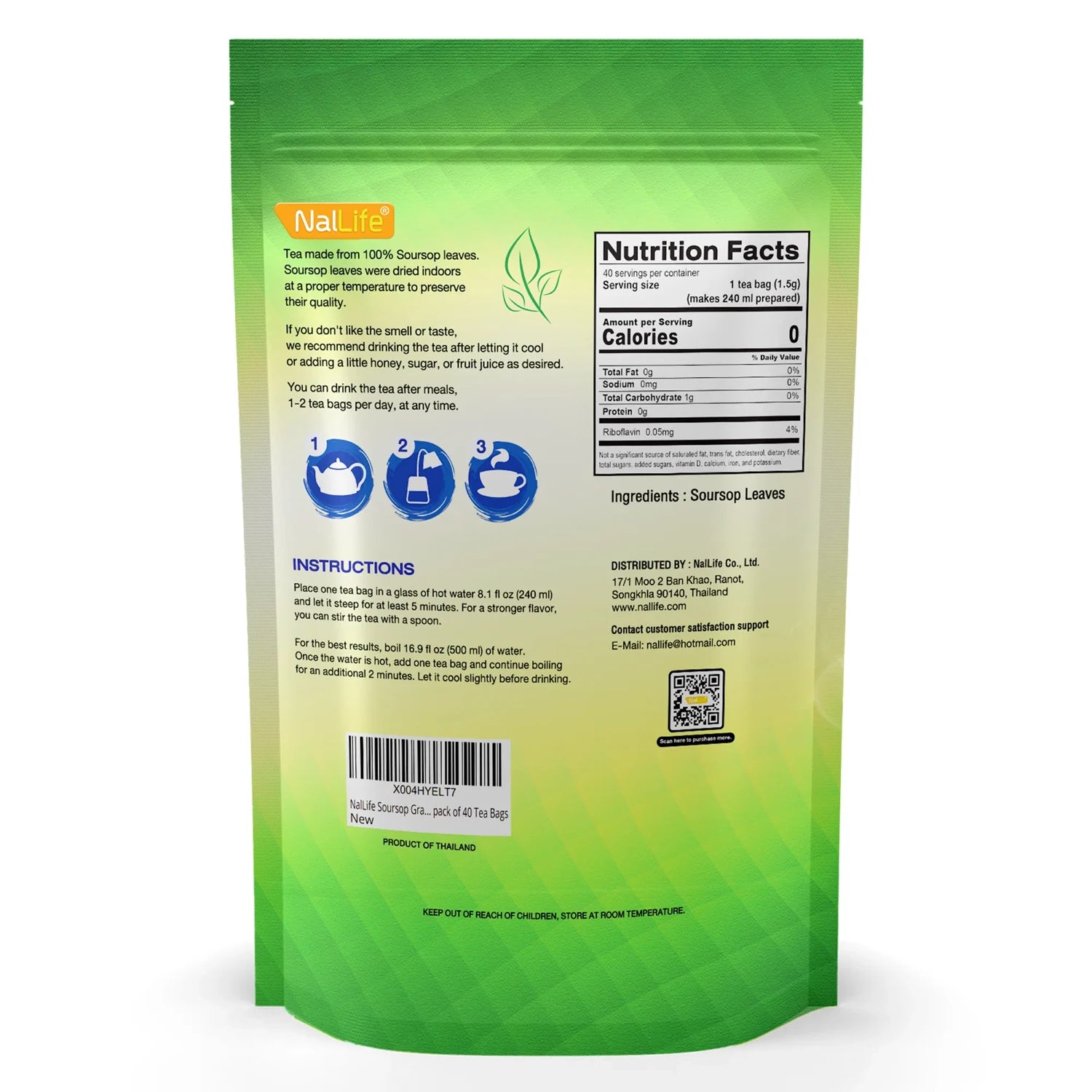 NalLife Soursop Leaves Tea pack of 40 Tea Bags