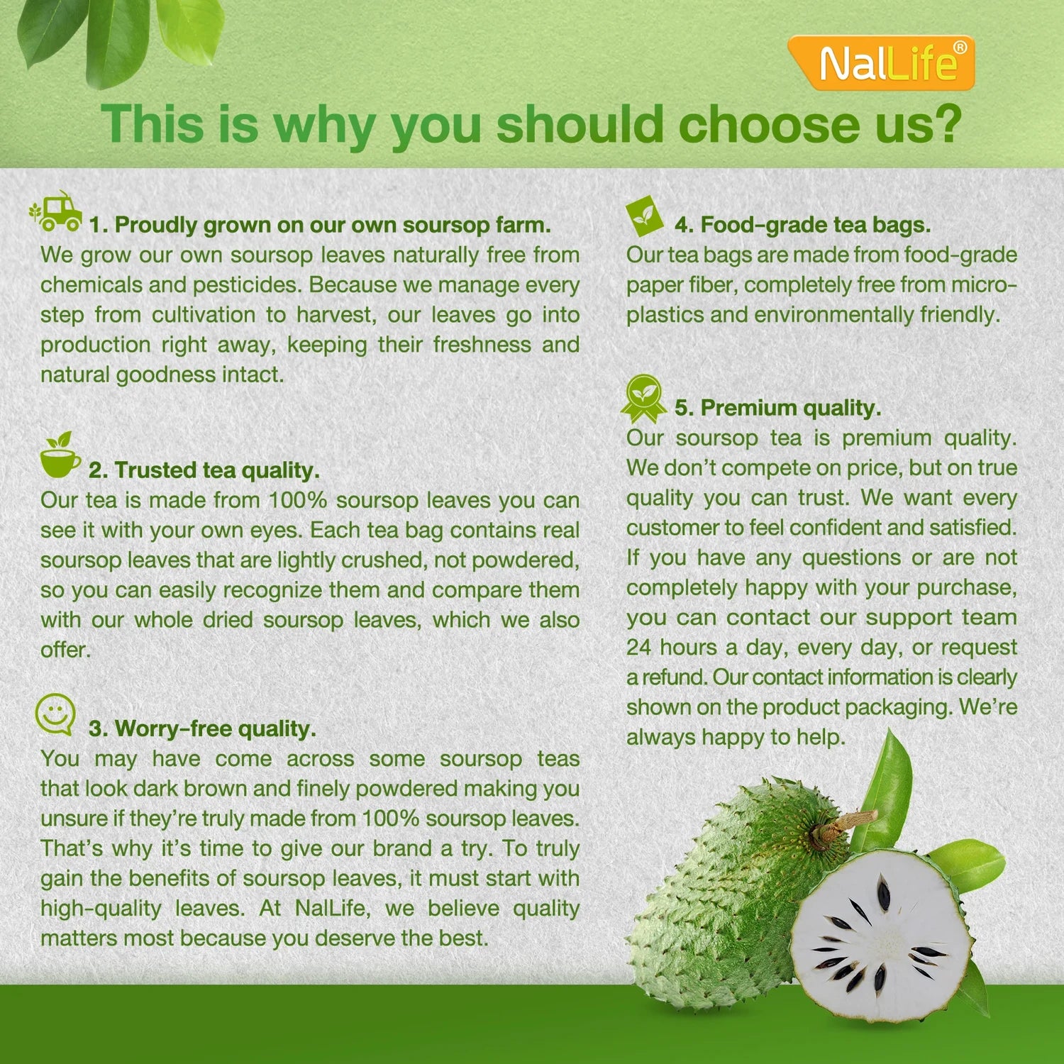 NalLife Soursop Leaves Tea pack of 40 Tea Bags