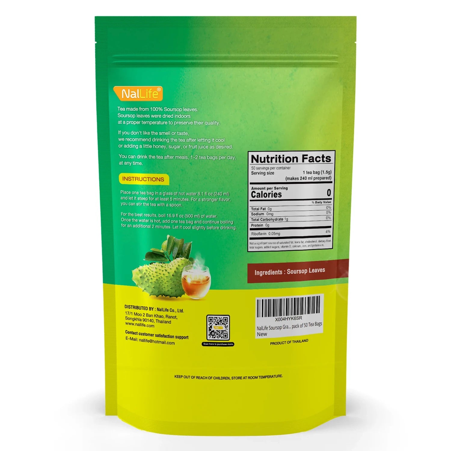 NalLife Soursop Leaves Tea pack of 50 Tea Bags